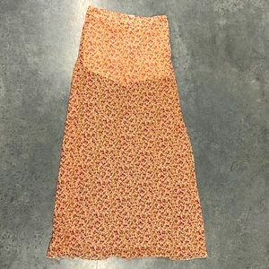 Vintage summer floral maxi skirt with slits size S